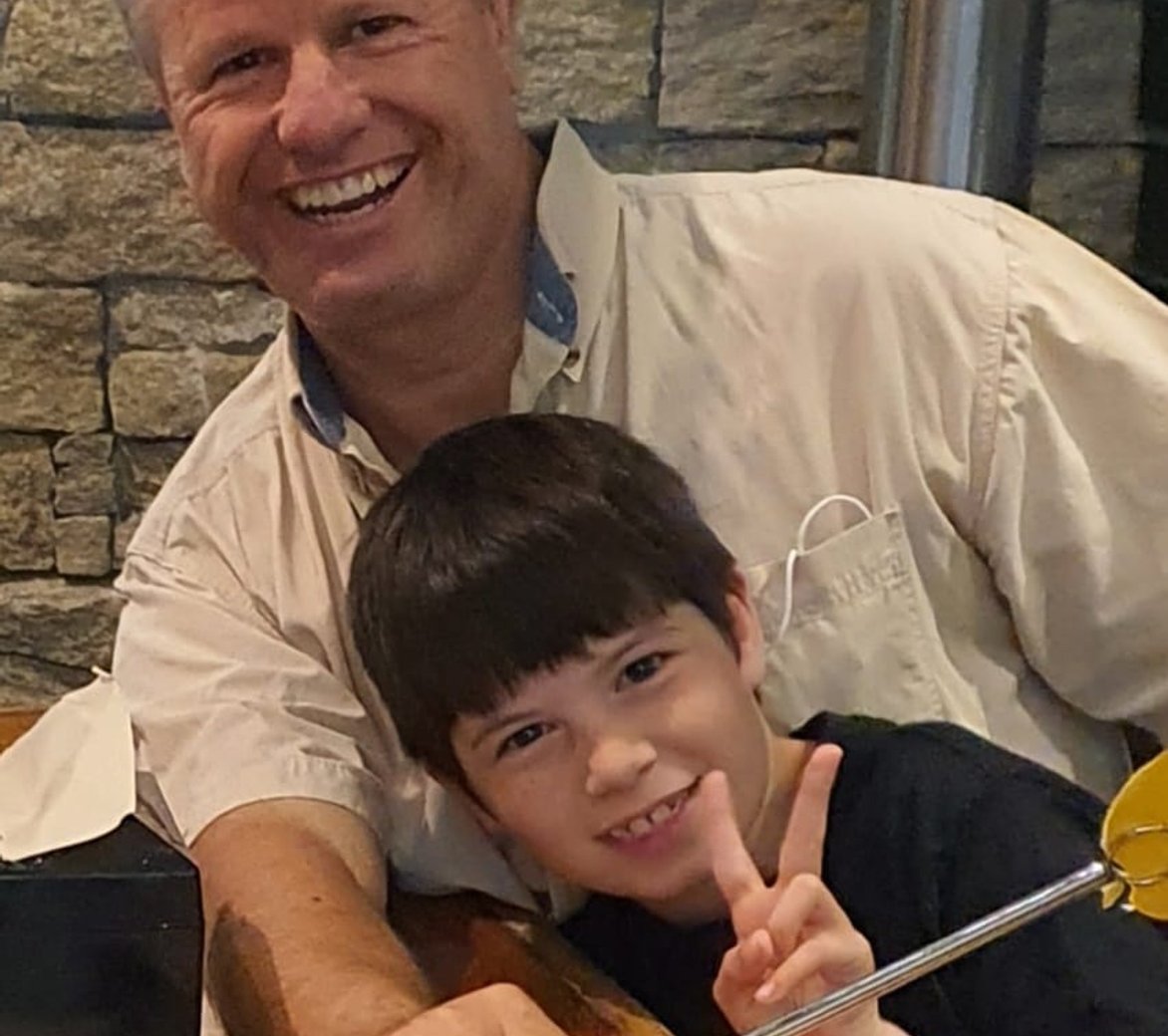 Father with son at a restaurant