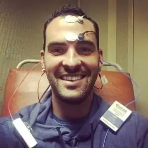 Ryan Bregante with electrodes on head